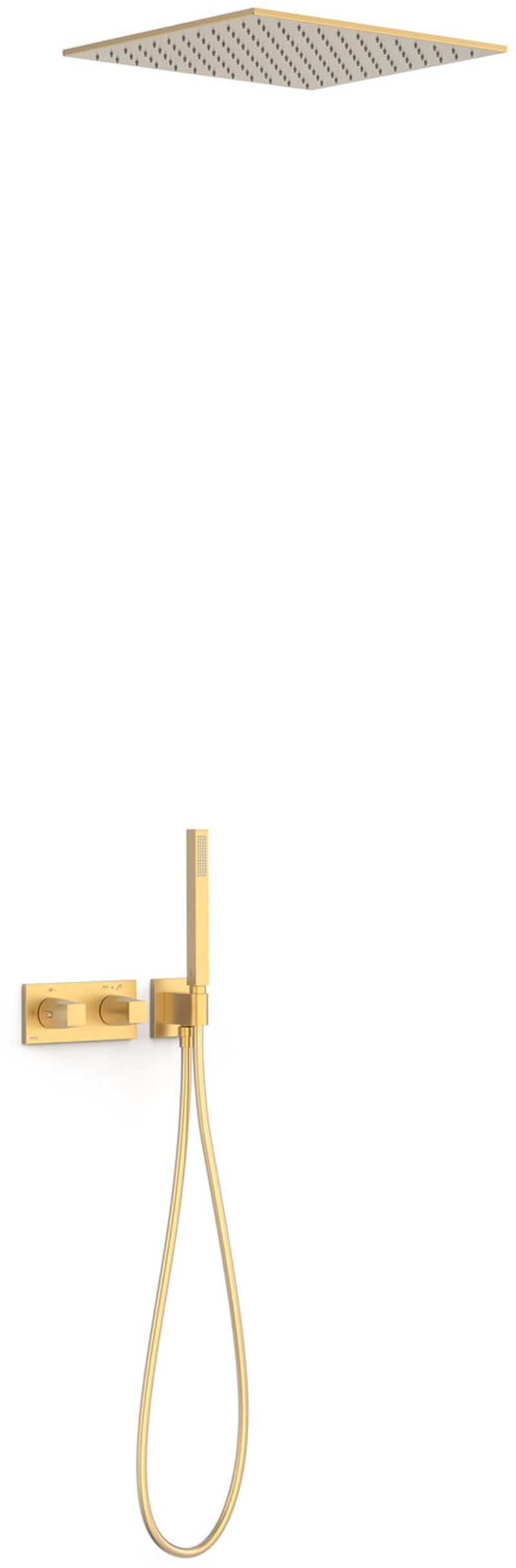 Tres B-System doucheset inbouw met thermostaat met regendouche gouden 30725206OM