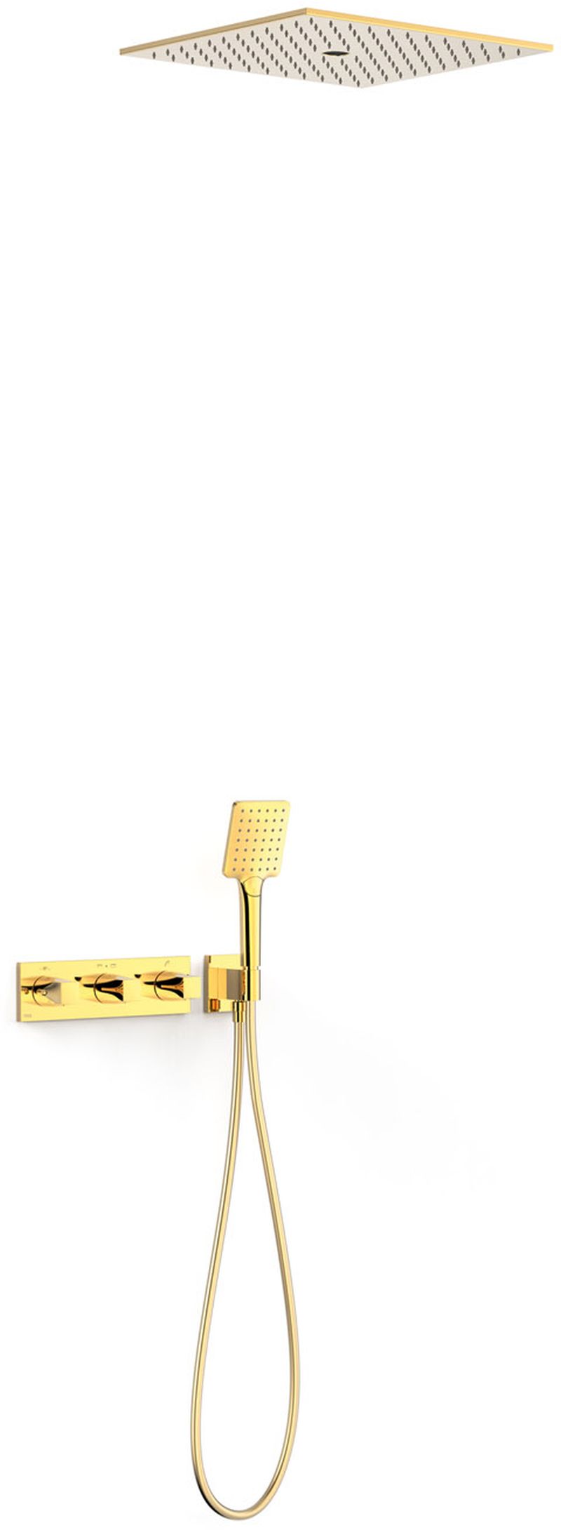 Tres B-System doucheset inbouw met thermostaat met regendouche gouden 30725306OR