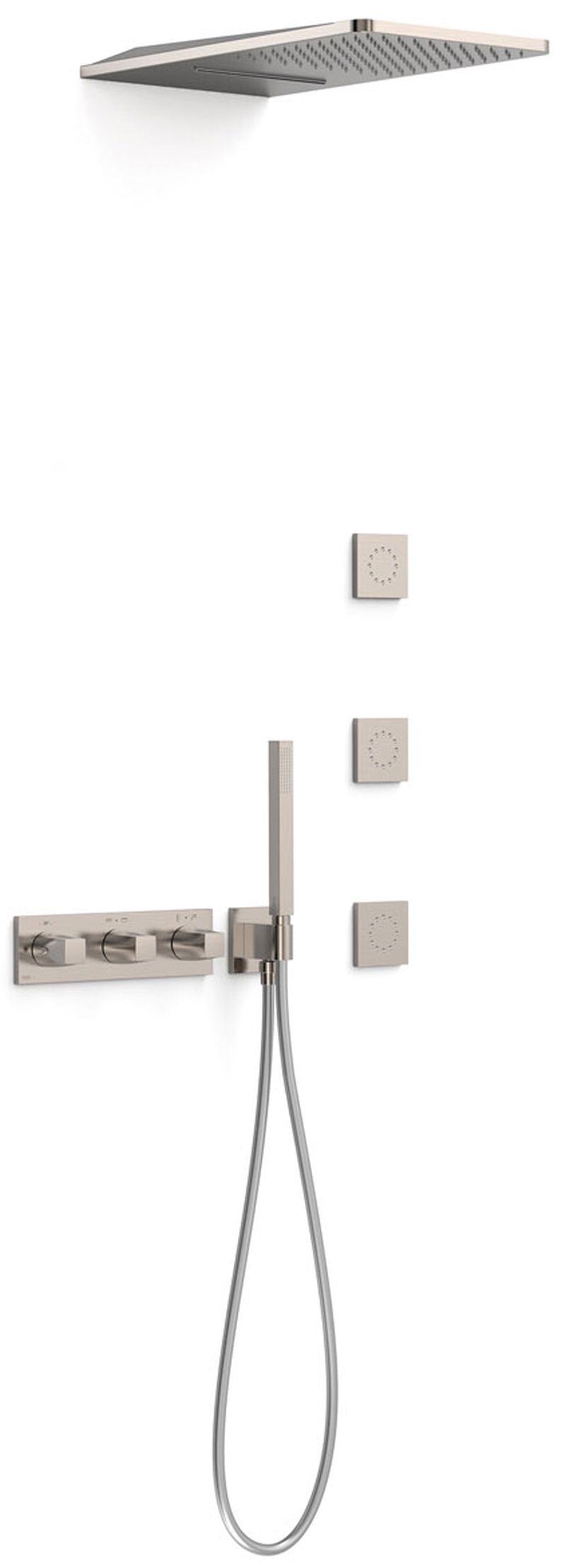 Tres B-System doucheset inbouw met thermostaat met regendouche staal 30725405AC