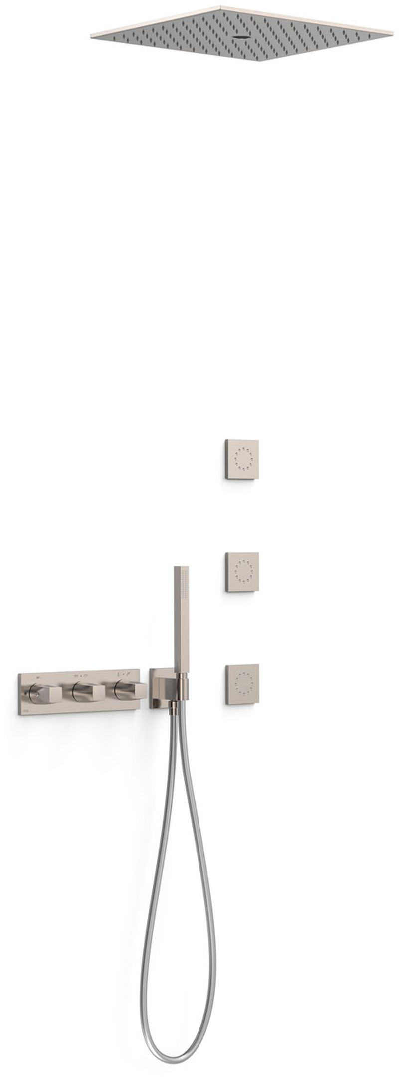 Tres B-System doucheset inbouw met thermostaat met regendouche staal 30725406AC