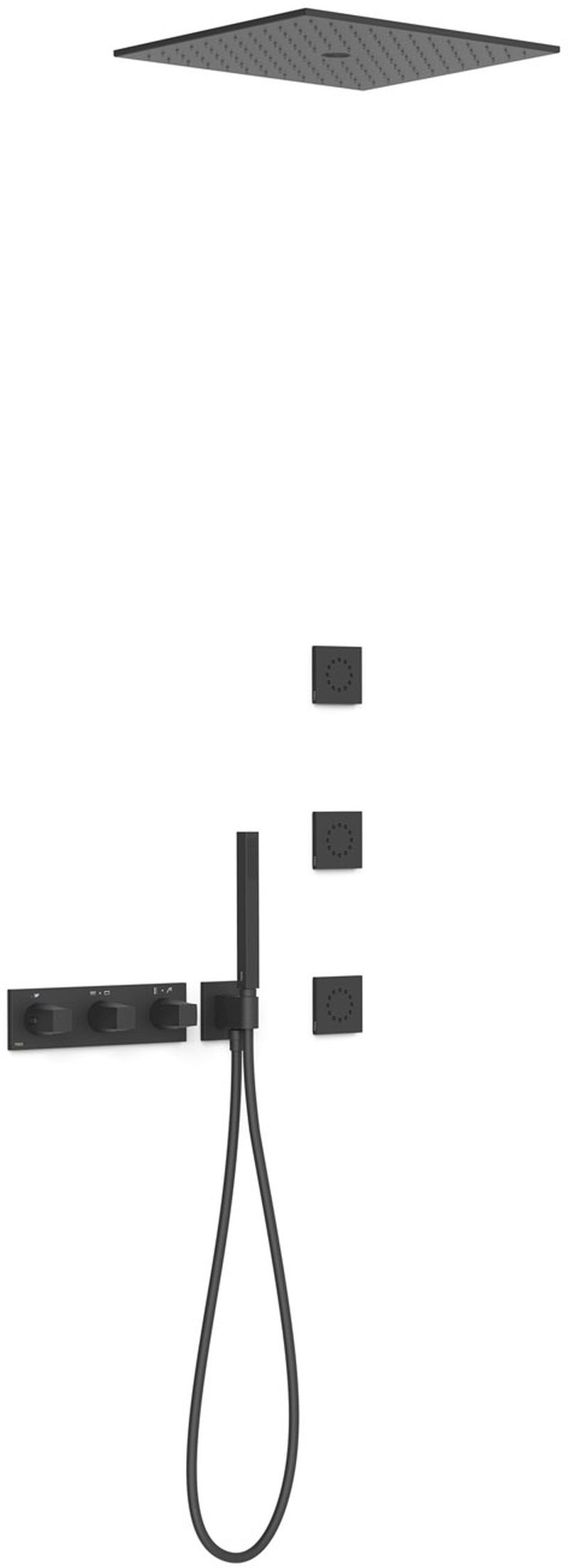 Tres B-System doucheset inbouw met thermostaat met regendouche zwart 30725406NM