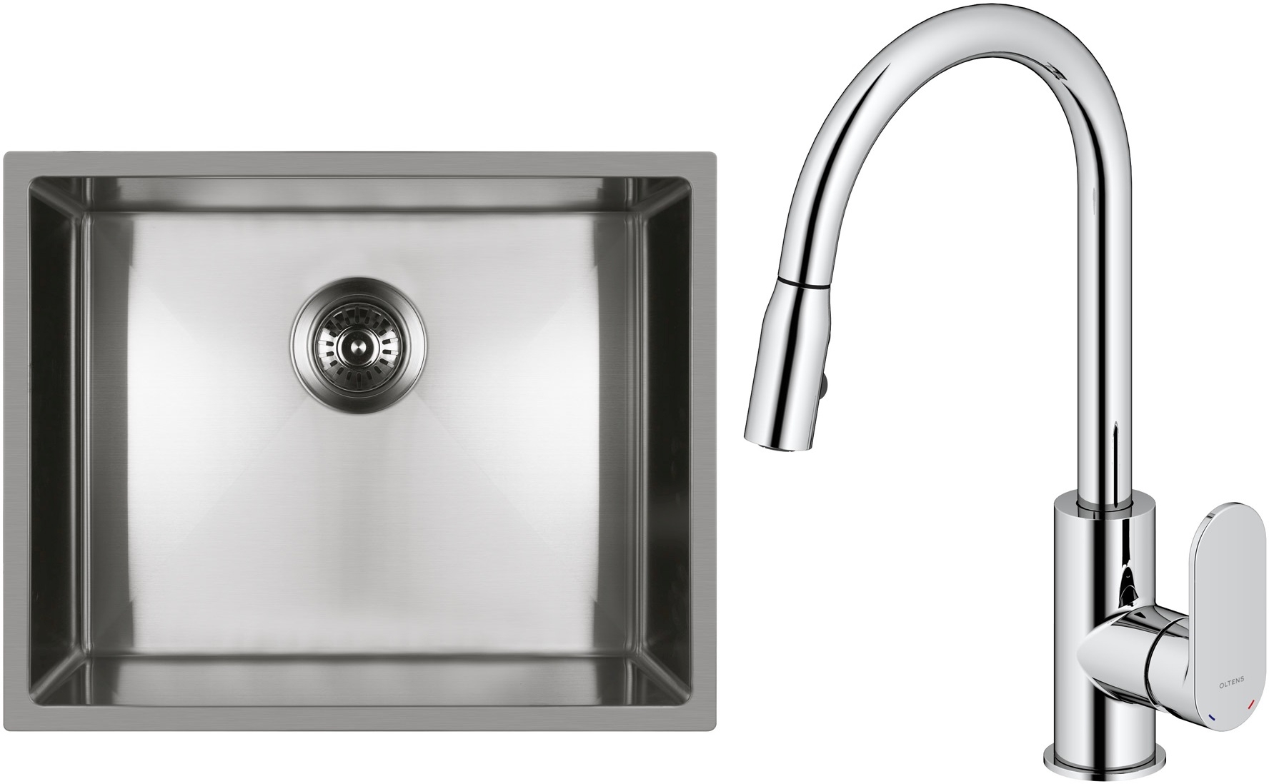 Set stalen spoelbak Oltens Stalvask 71101100, keukenkraan Oltens Lista 35202100