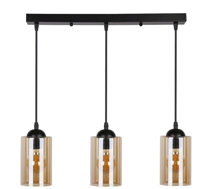 Candellux Bistro hanglamp 3x40 W zwart-amber 33-00545