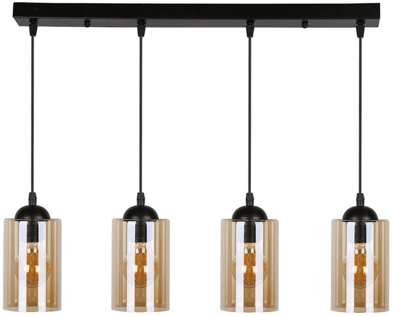 Candellux Bistro hanglamp 4x40 W zwart-amber 34-00552
