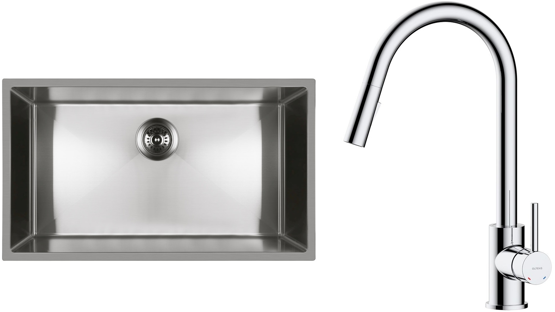 Set stalen spoelbak Oltens Stalvask 71102100, keukenkraan Oltens Litla 35204100