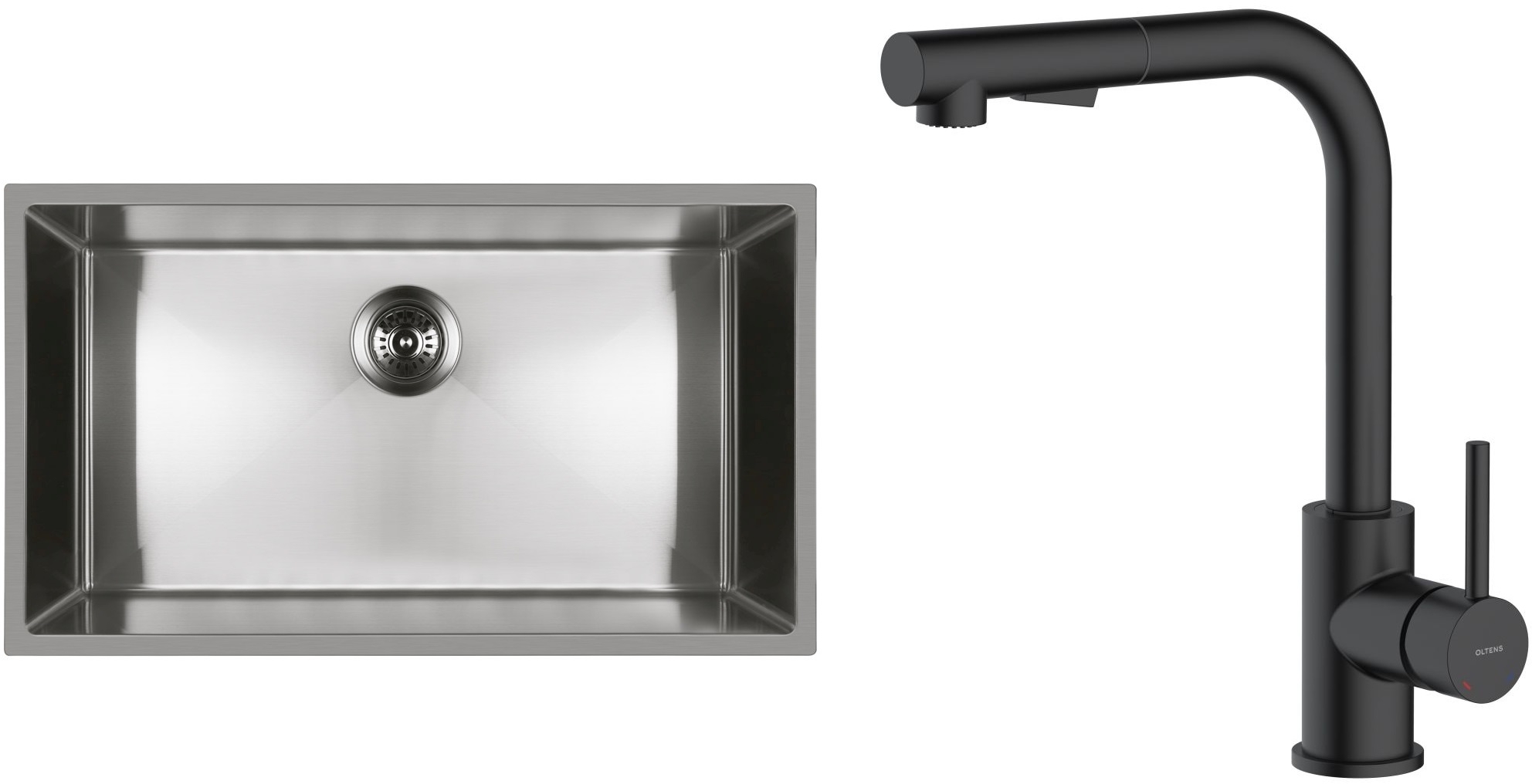Set stalen spoelbak Oltens Stalvask 71102100, keukenkraan Oltens Myvat 35205300