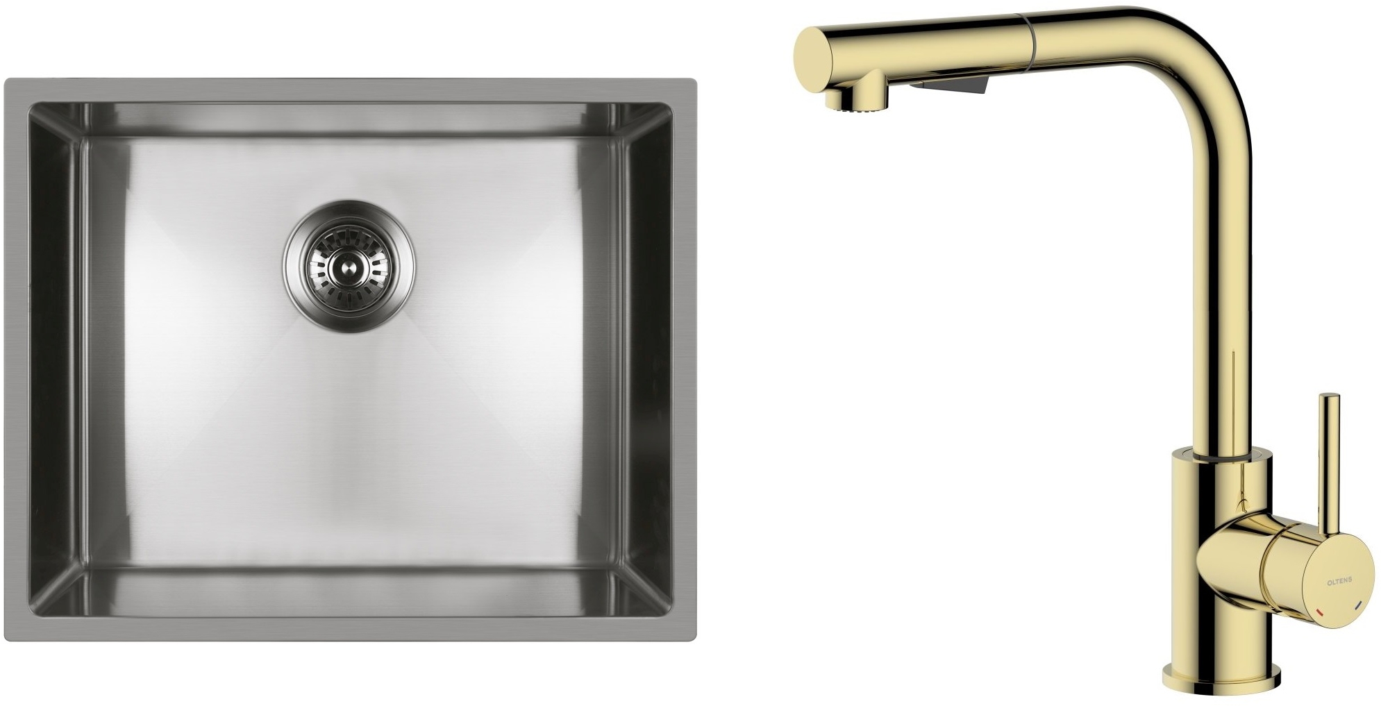 Set stalen spoelbak Oltens Stalvask 71101100, keukenkraan Oltens Myvat 35205800