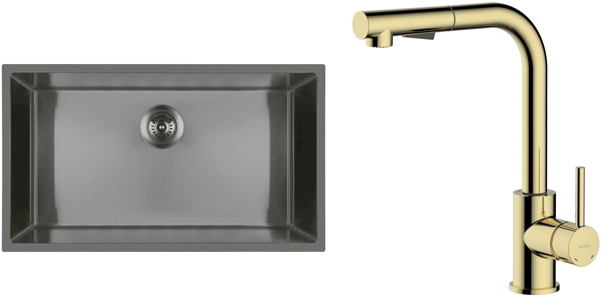 Set stalen spoelbak Oltens Stalvask 71102300, keukenkraan Oltens Myvat 35205800