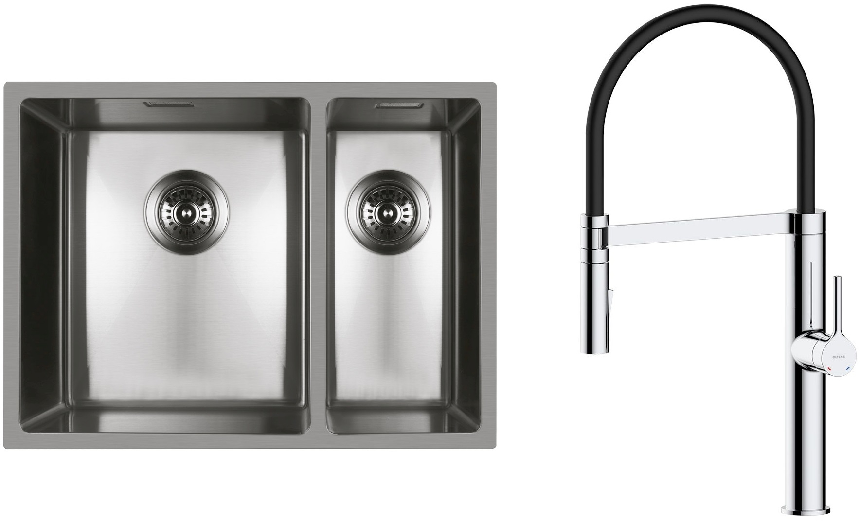 Set stalen spoelbak Oltens Stalvask 71200100, keukenkraan Oltens Borga 35207100