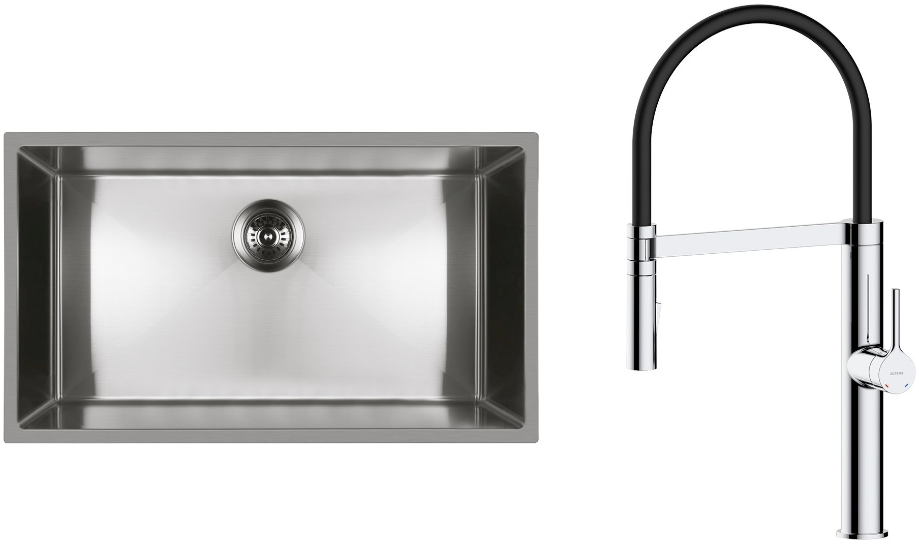 Set stalen spoelbak Oltens Stalvask 71102100, keukenkraan Oltens Borga 35207100