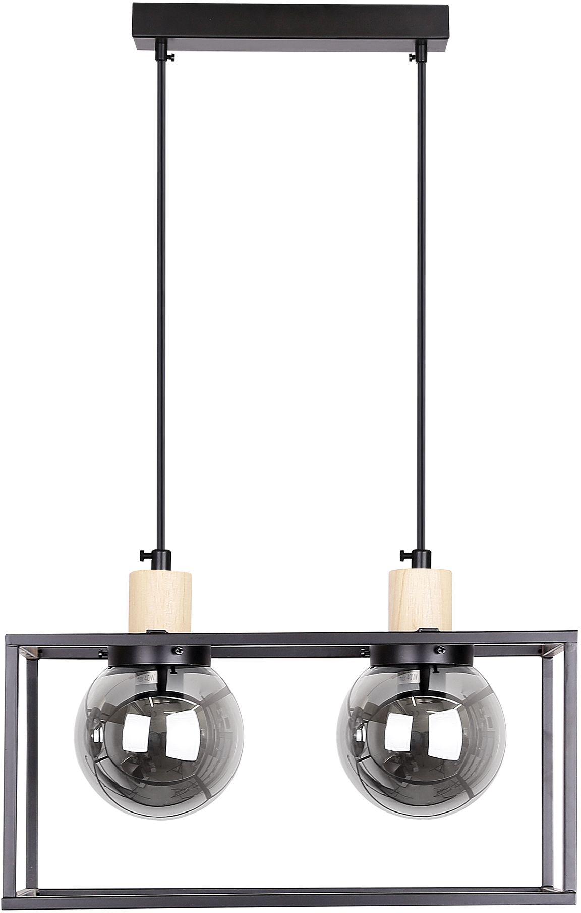 Candellux Retro hanglamp 2x40 W zwart-bedampt 32-00750