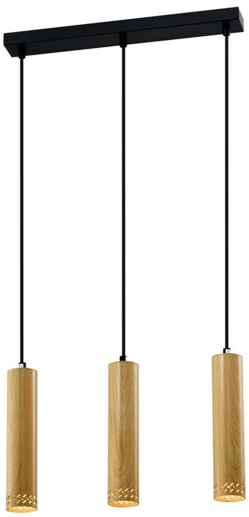 Candellux Tubo hanglamp 3x25 W zwart-hout 33-79138
