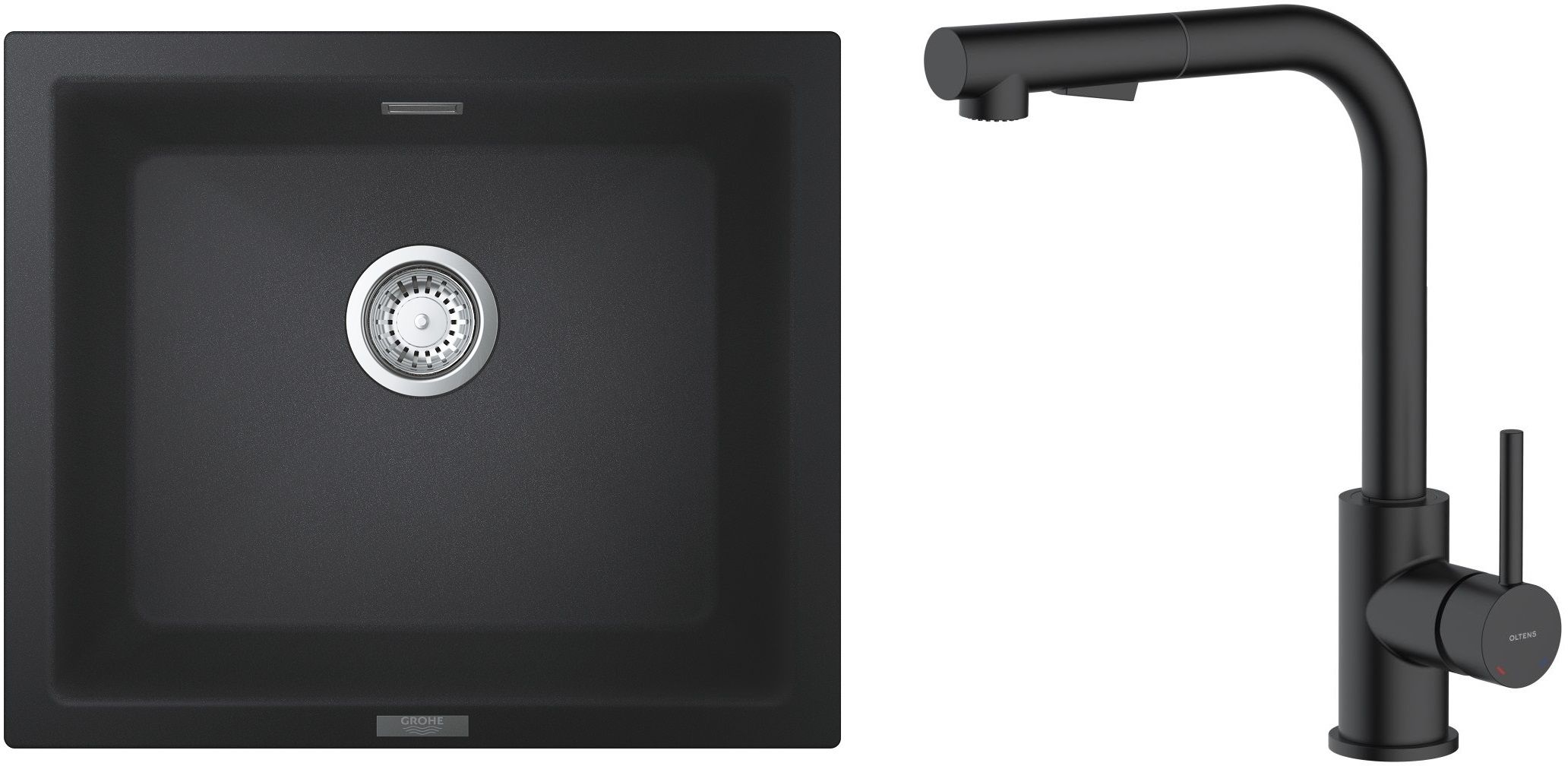 Set spoelbak van graniet Grohe K700 31654AP0, keukenkraan Oltens Myvat 35205300
