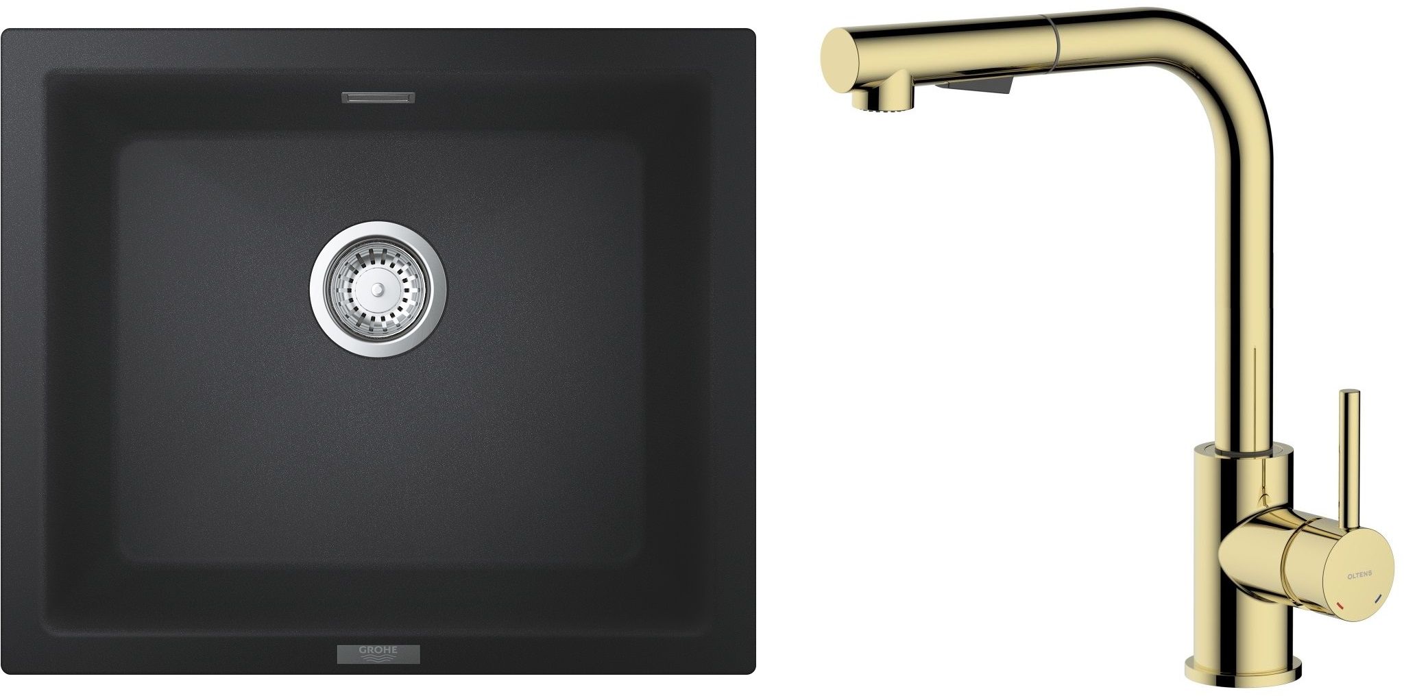 Set spoelbak van graniet Grohe K700 31654AP0, keukenkraan Oltens Myvat 35205800