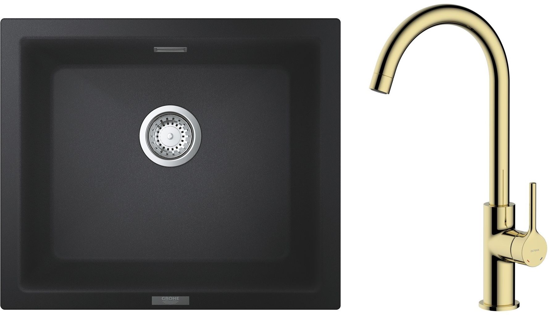 Set spoelbak van graniet Grohe K700 31654AP0, keukenkraan Oltens Skafta 35206800