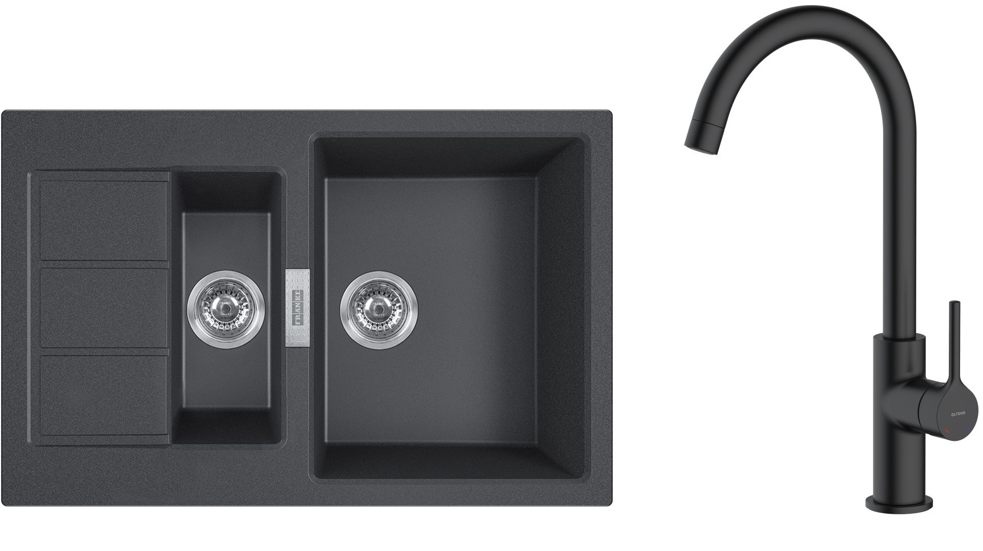 Set tectoniet spoelbak Franke Sirius 2.0 143.0618.687, keukenkraan Oltens Skafta 35206300