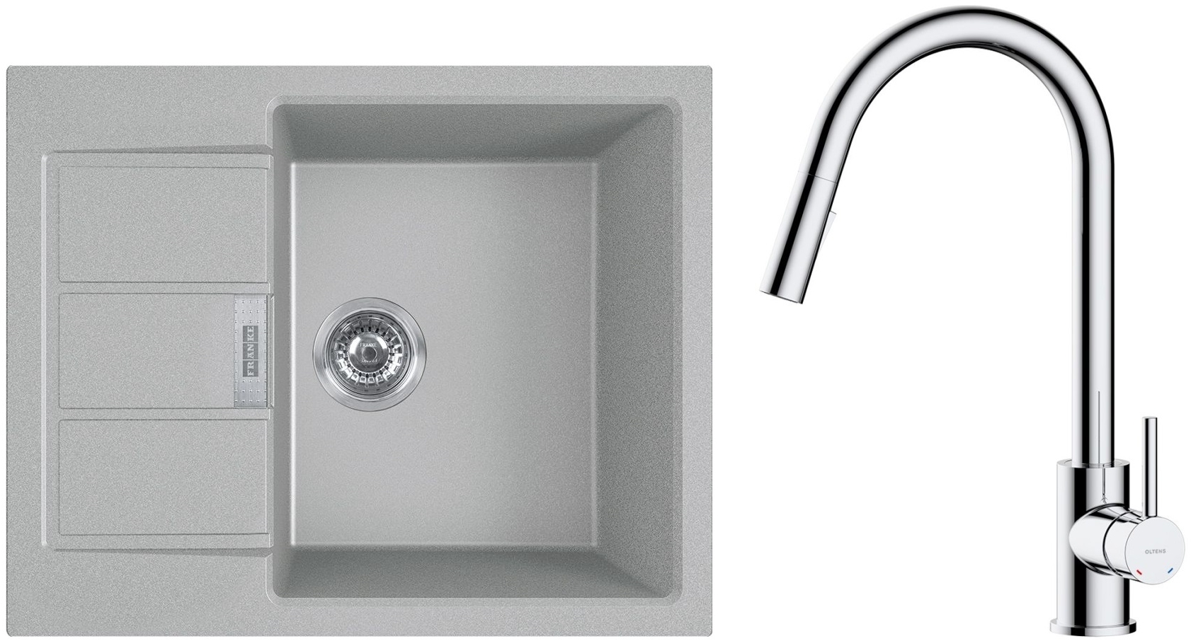 Set tectoniet spoelbak Franke Sirius 2.0 143.0618.668, keukenkraan Oltens Litla 35204100