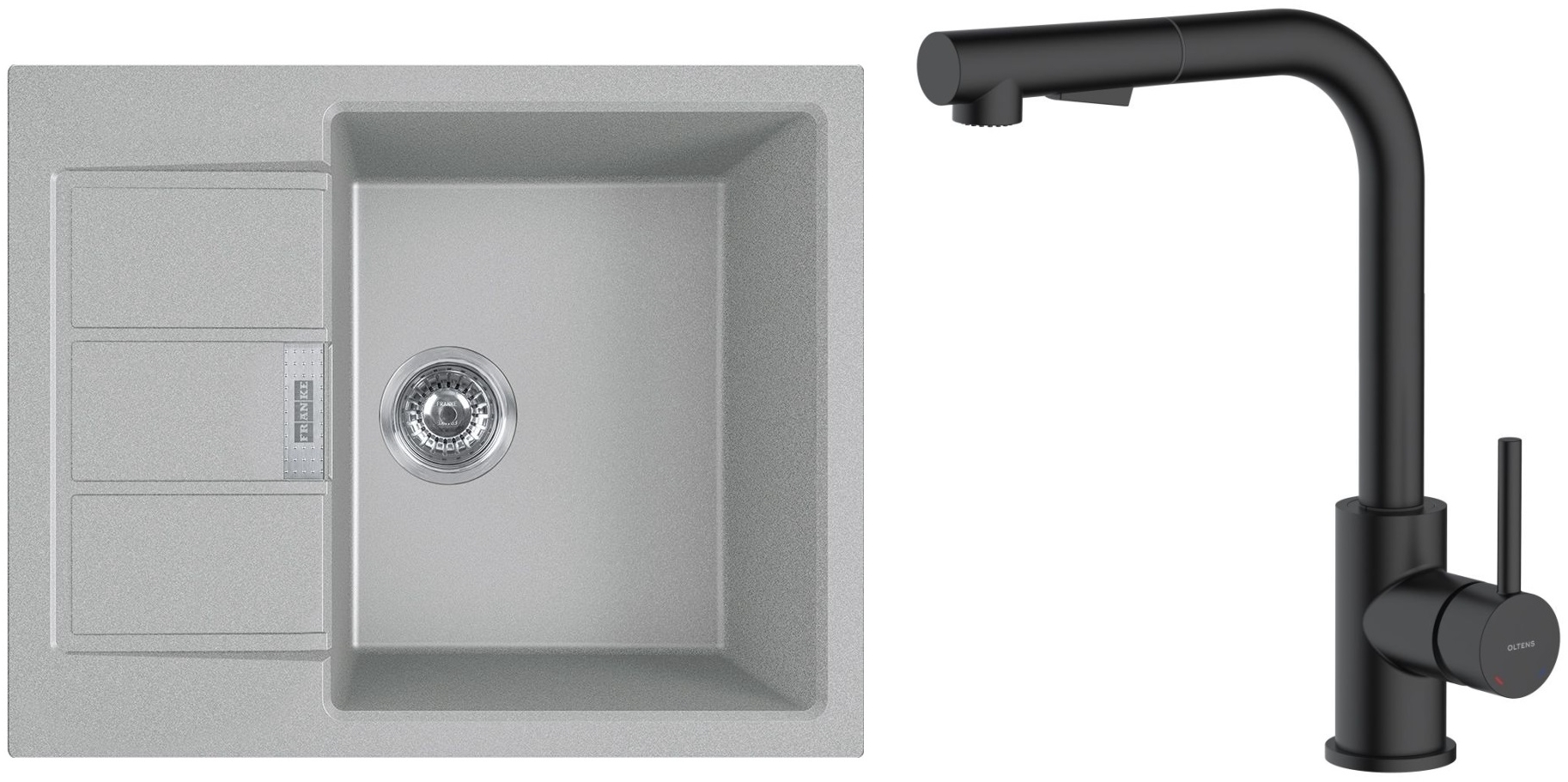 Set keukenkraan Oltens Myvat 35205300, tectoniet spoelbak Franke Sirius 2.0 143.0618.668