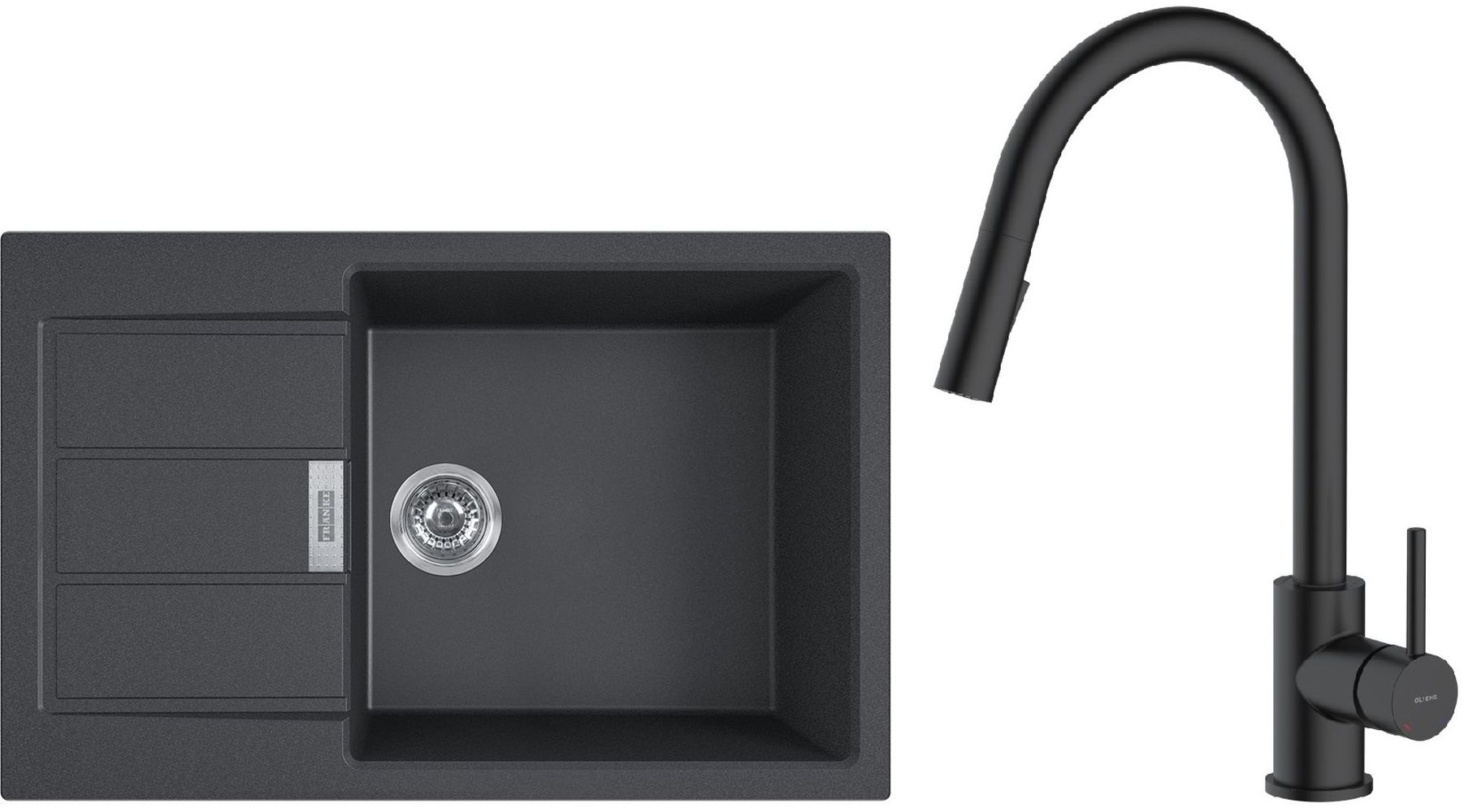 Set tectoniet spoelbak Franke Sirius 2.0 143.0618.577, keukenkraan Oltens Litla 35204300