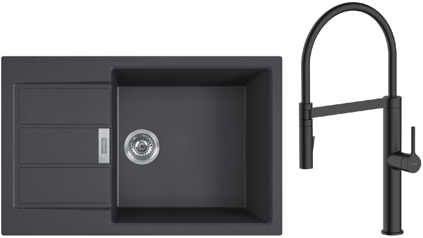 Set keukenkraan Oltens Borga 35207300, tectoniet spoelbak Franke Sirius 2.0 143.0618.577