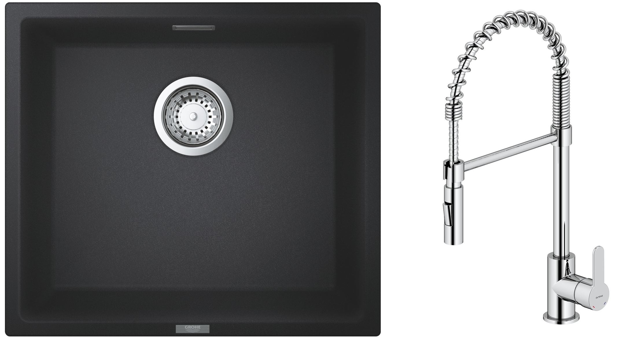 Set keukenkraan Oltens Duf 35203100, spoelbak van graniet Grohe K700 31653AP0