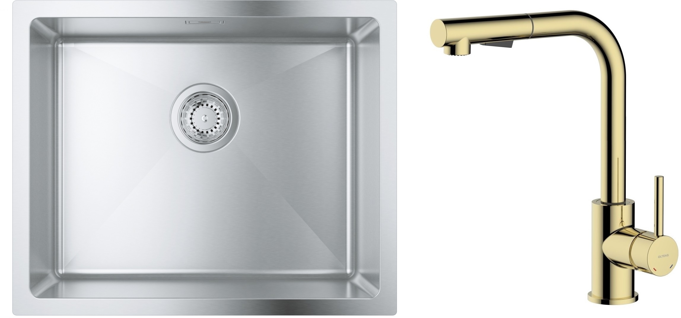 Set stalen spoelbak Grohe K700 31574SD1, keukenkraan Oltens Myvat 35205800