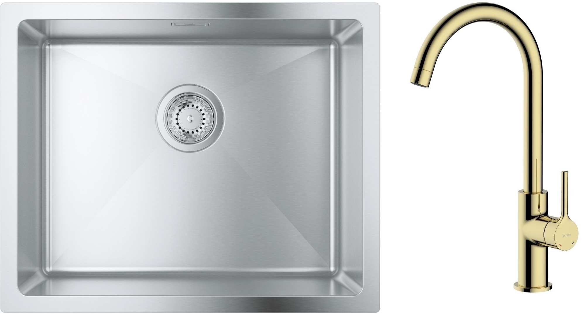 Set stalen spoelbak Grohe K700 31574SD1, keukenkraan Oltens Skafta 35206800