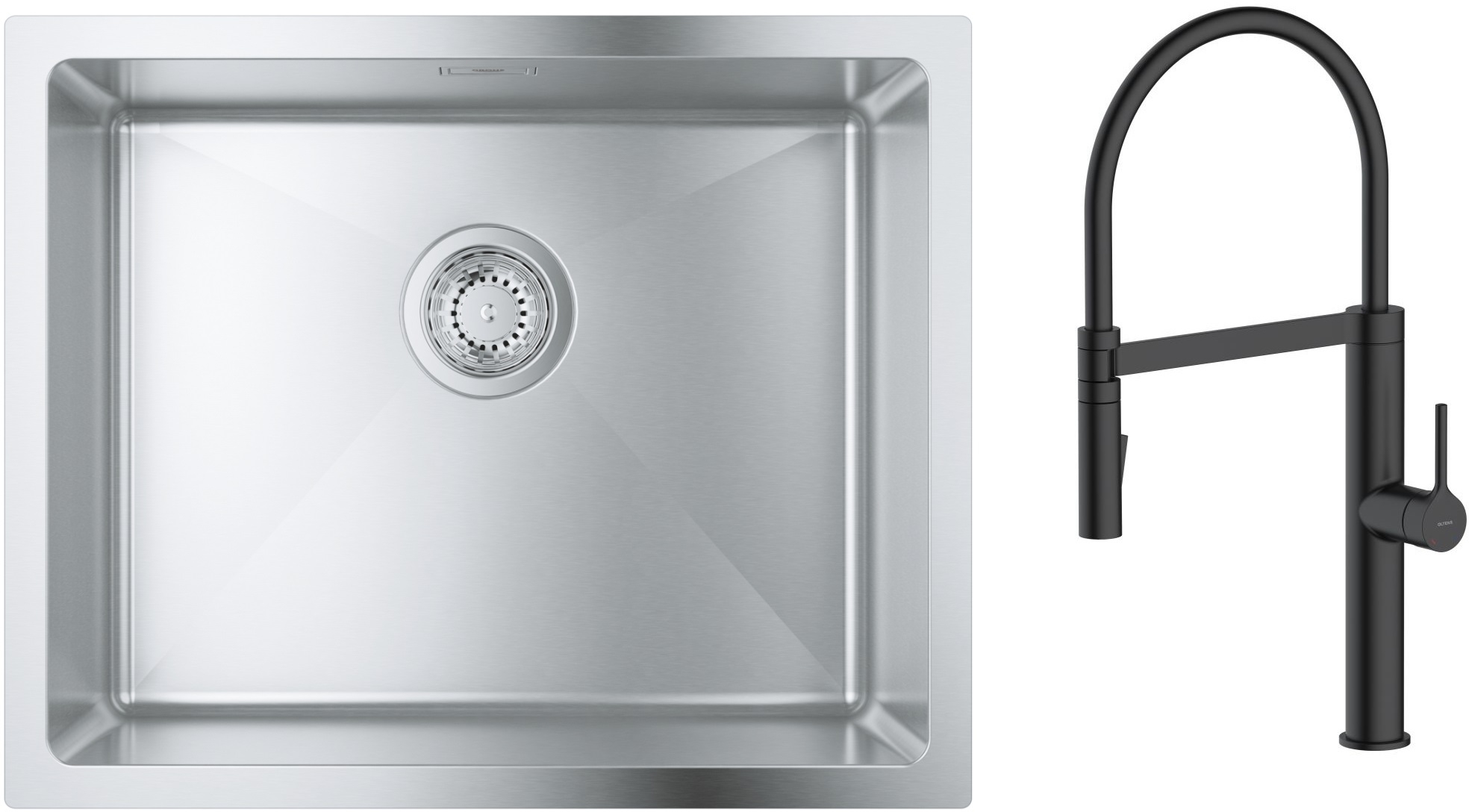 Set keukenkraan Oltens Borga 35207300, stalen spoelbak Grohe K700 31574SD1