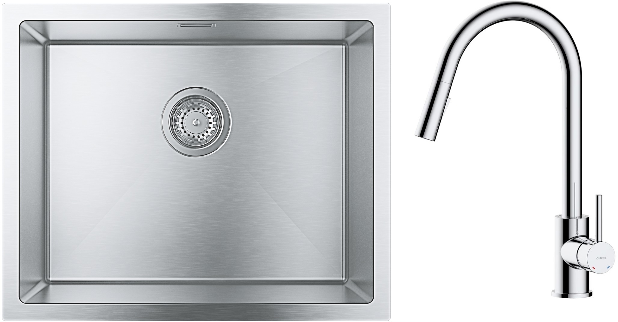 Set stalen spoelbak Grohe K700 31726SD0, keukenkraan Oltens Litla 35204100