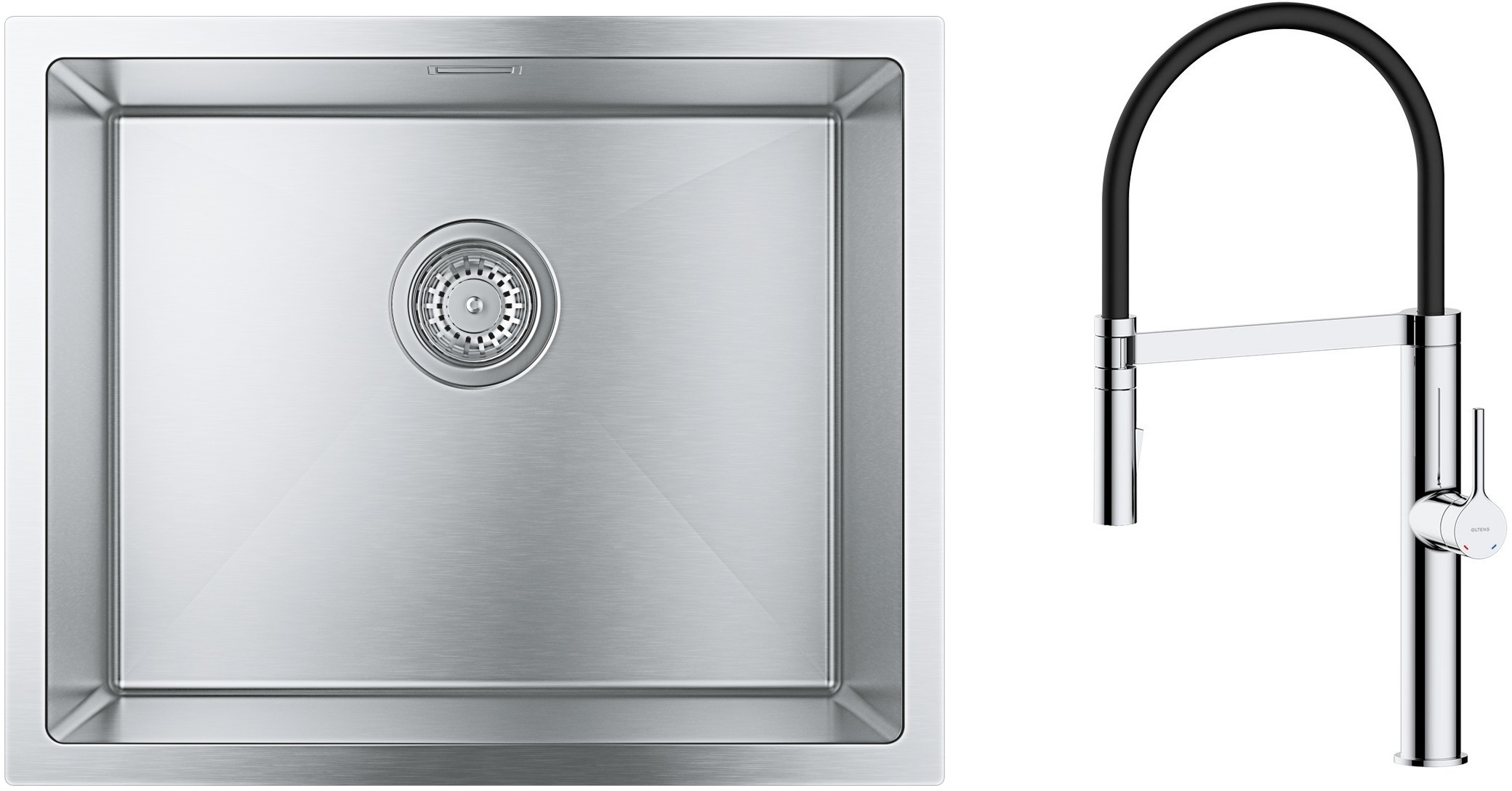 Set stalen spoelbak Grohe K700 31726SD0, keukenkraan Oltens Borga 35207100