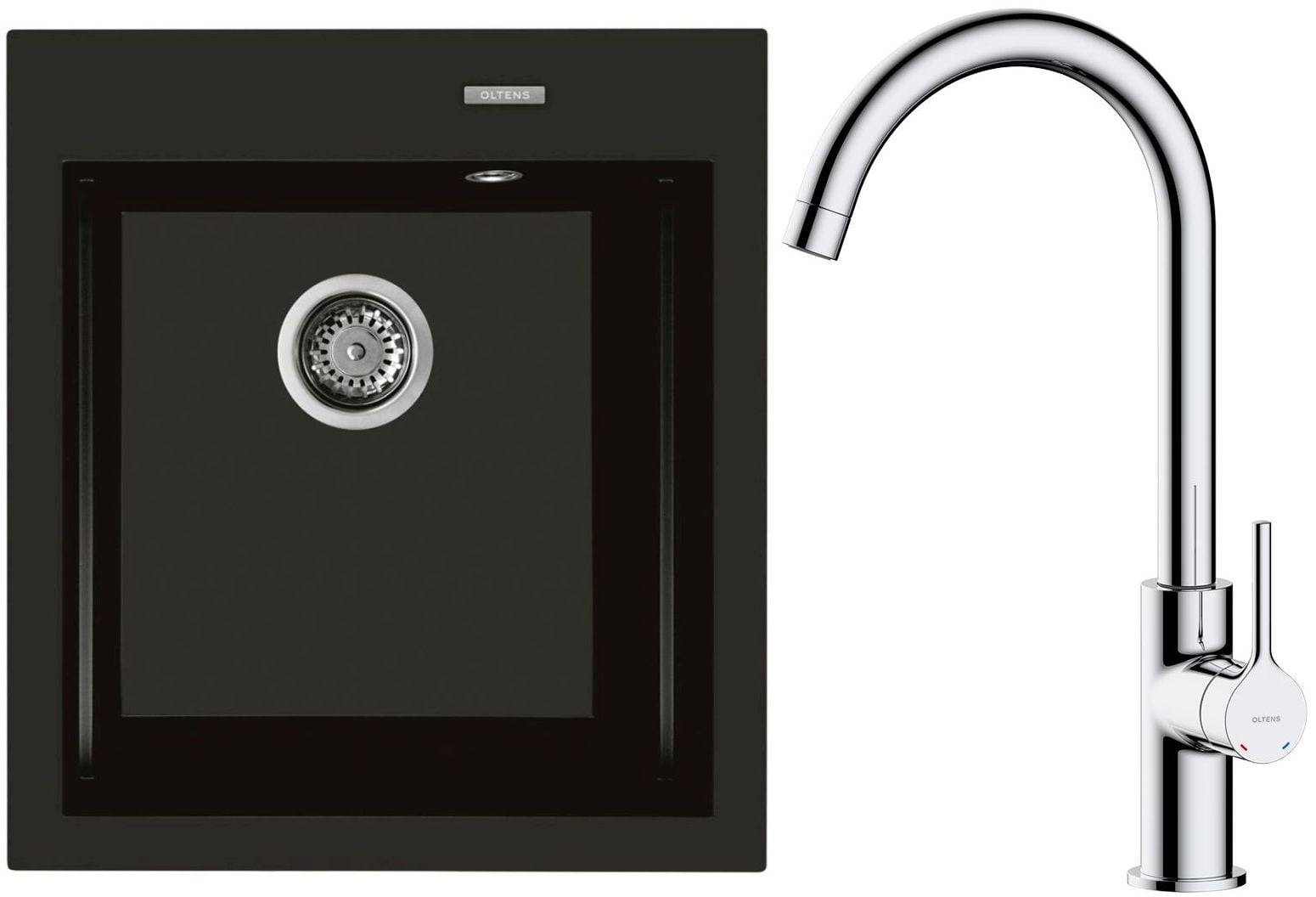 Set spoelbak van graniet Oltens Gravan 72001300, keukenkraan Oltens Skafta 35206100