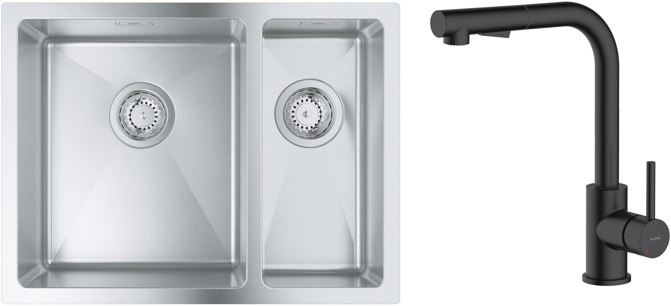 Set stalen spoelbak Grohe K700 31577SD1, keukenkraan Oltens Myvat 35205300