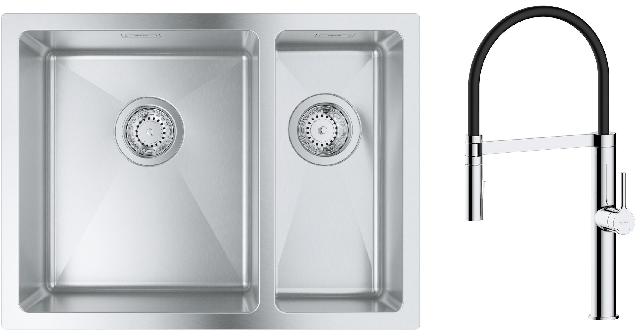 Set stalen spoelbak Grohe K700 31577SD1, keukenkraan Oltens Borga 35207100