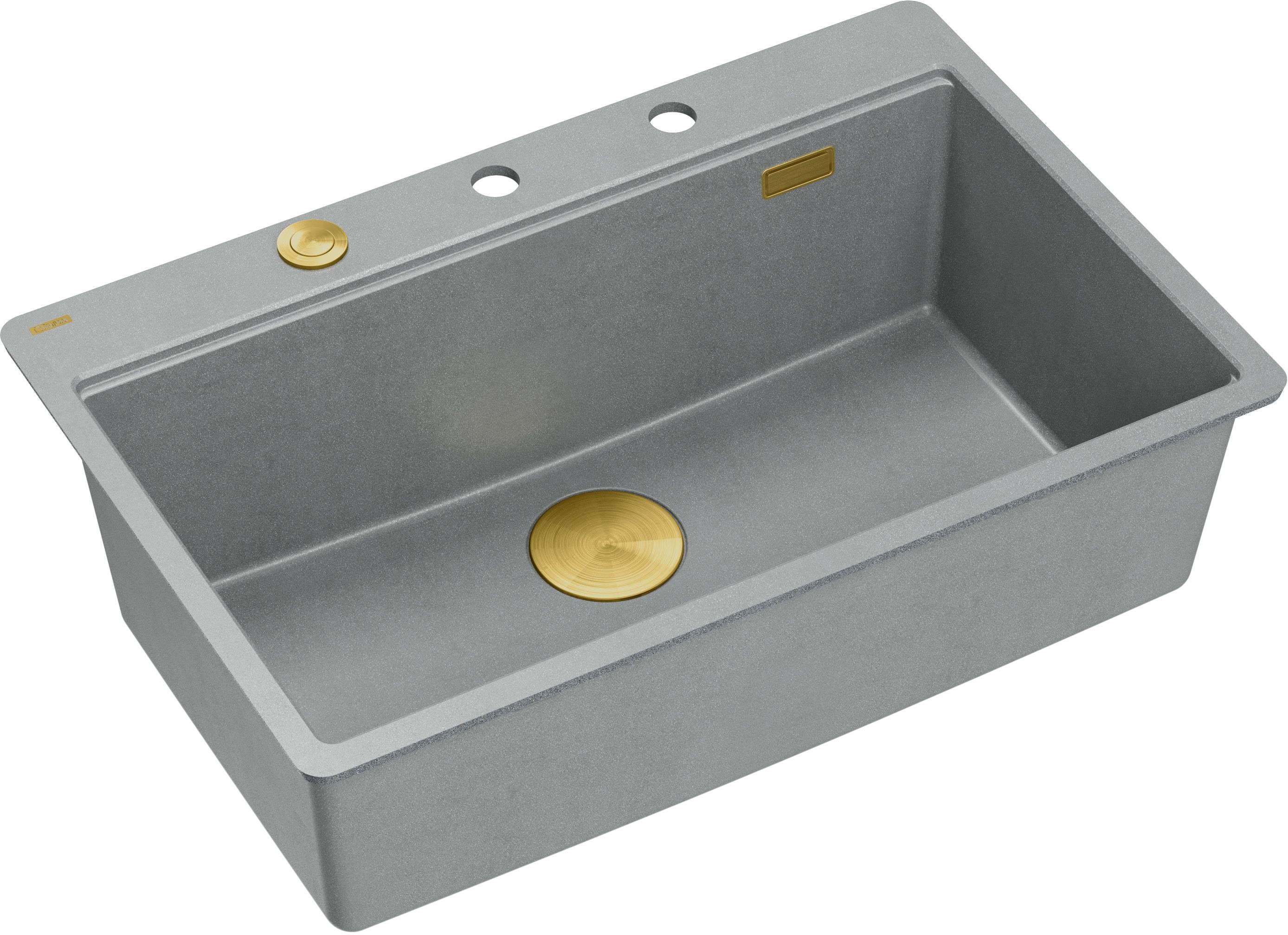 Quadron Marc graniteq spoelbak 75x49 cm grijs/grafiet/onyx HQM7650U5_FM_PVDG1