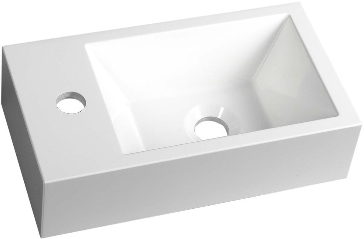 Sapho Small wastafel 40x22 cm rechthoekig klassiek-meubel-opbouw wit glans AR400