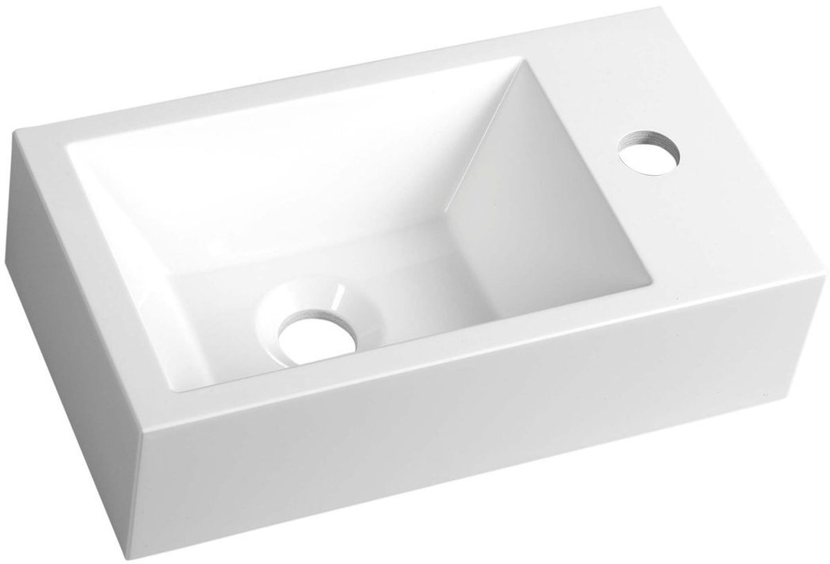 Sapho Small wastafel 40x22 cm rechthoekig klassiek-opbouw wit glans AR500