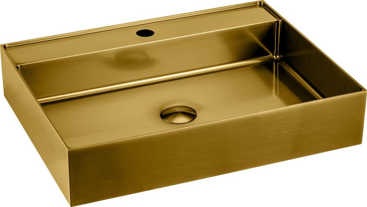 Sapho Aurum wastafel 55x42 cm rechthoekig opbouw gouden mat AU202
