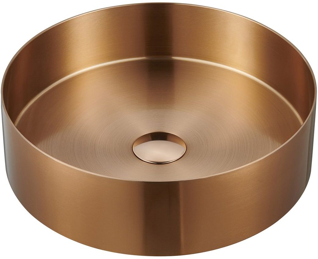 Sapho Aurum wastafel 38x38 cm rond opbouw satijn/moer AU301