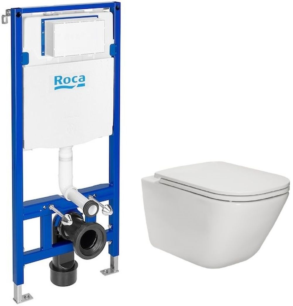 Set toiletpot met softclose toiletbril Roca Gap A34H470000, inbouwframe Roca Duplo One A890070020