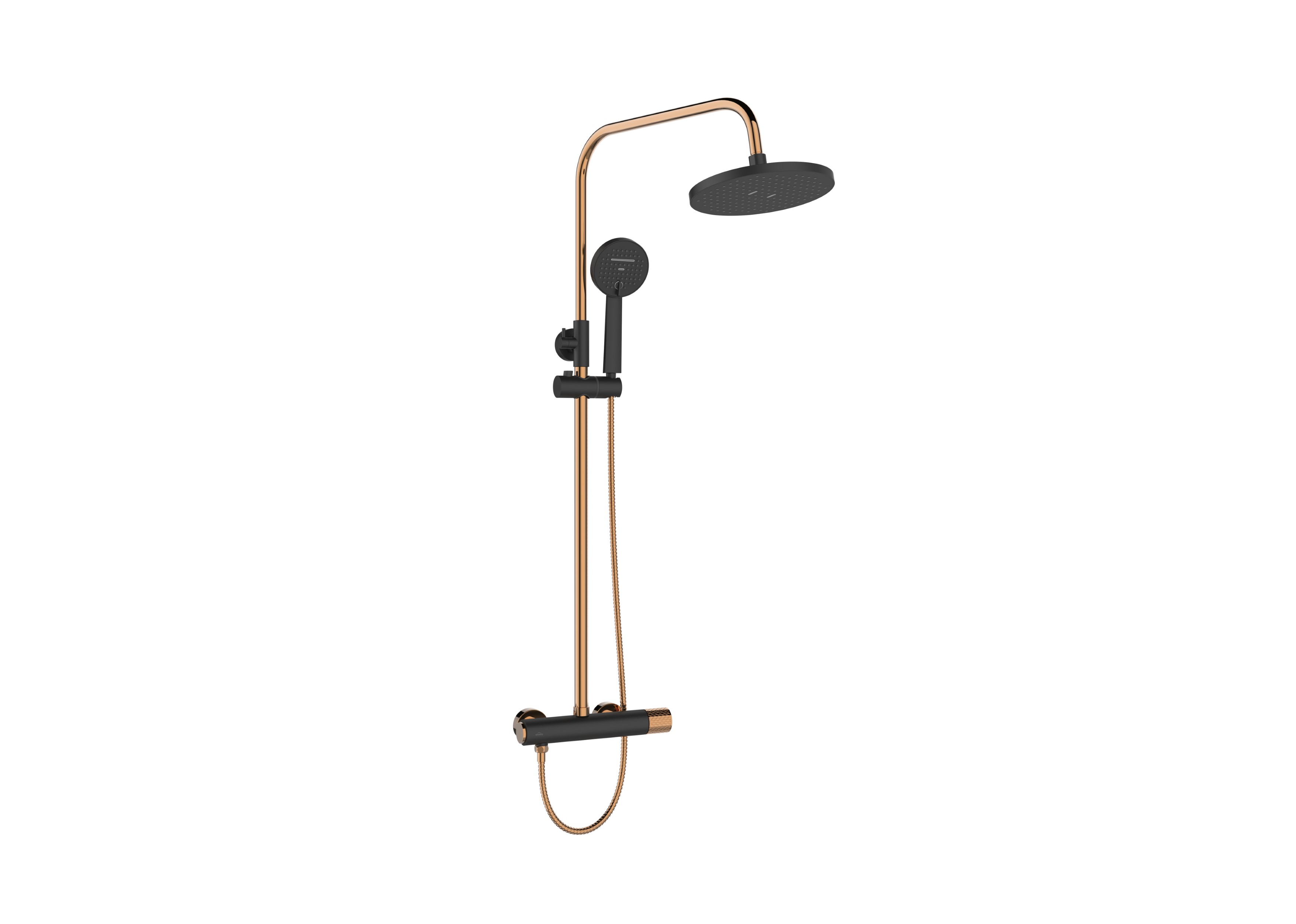 Invena Moonlight doucheset wand met regendouche zwart-gouden AU77014