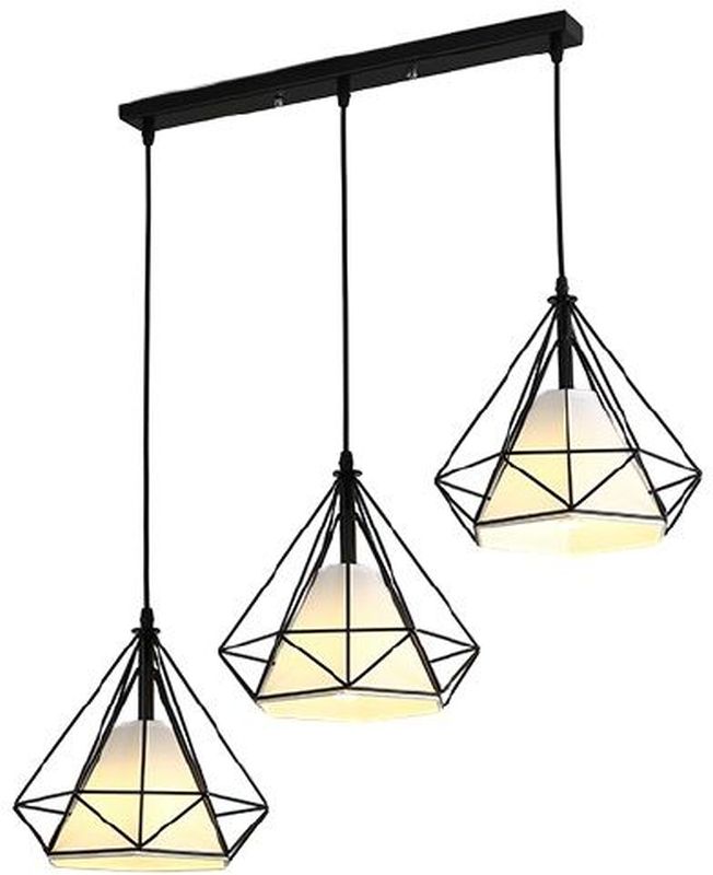 Abigali Diamond hanglamp 3x60 W wit-zwart CHNR3L-E27