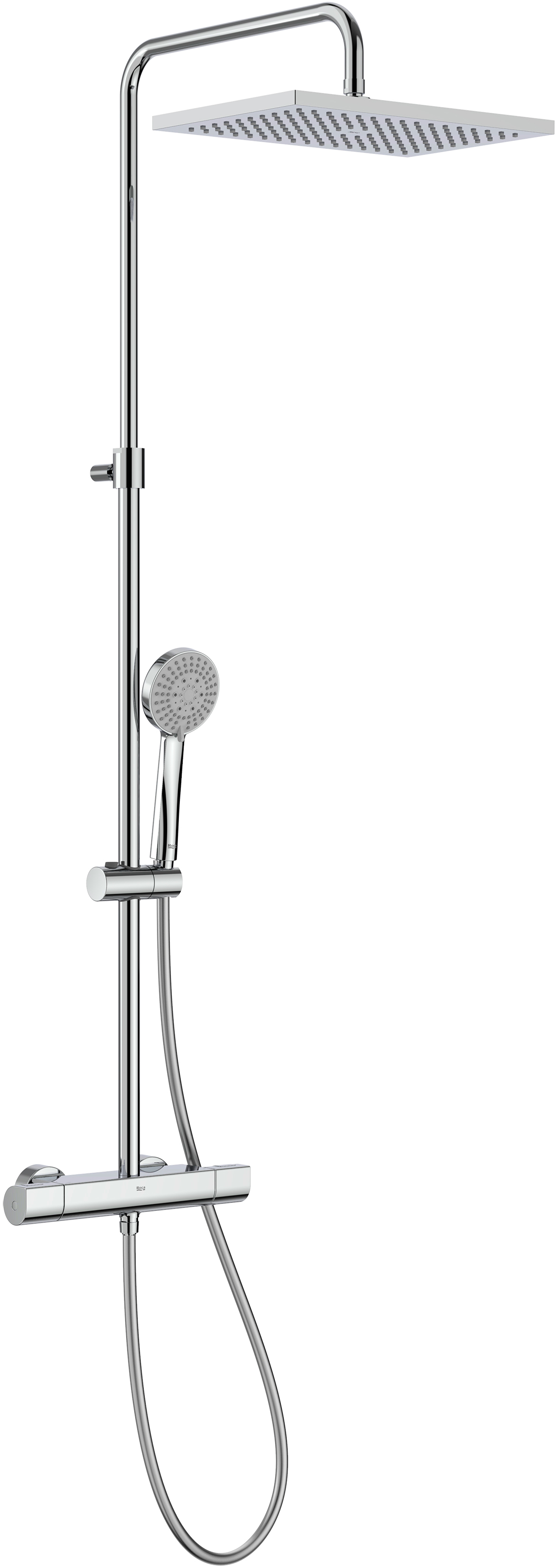 Roca Even-t Square doucheset wand met thermostaat met regendouche chroom A5A202EC00