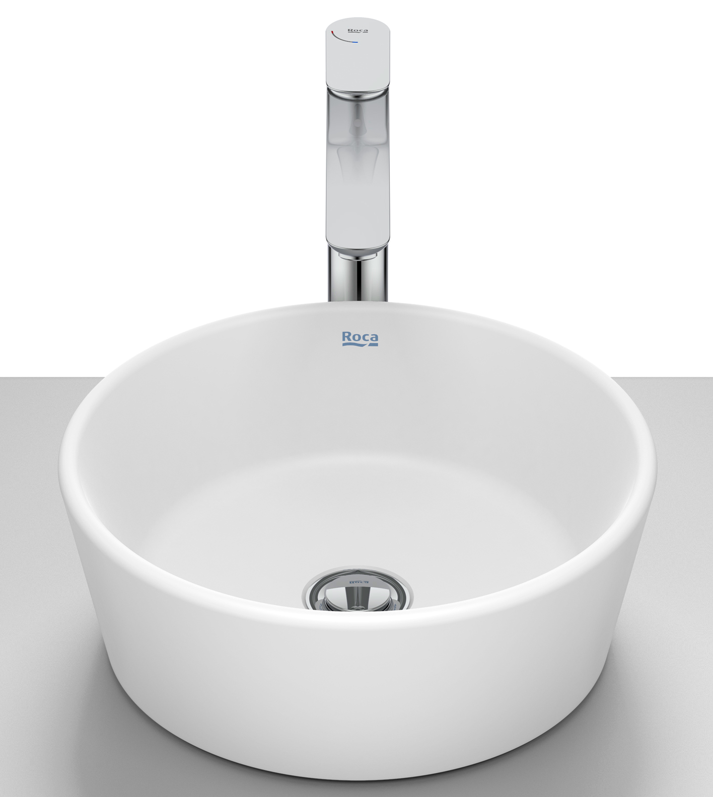 Roca Optica wastafel 35x35 cm rond opbouw wit mat A327B15620
