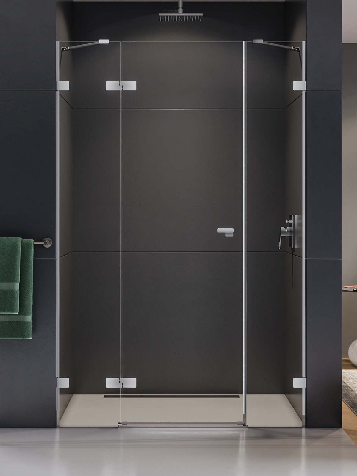 New Trendy Eventa douchedeur 110 cm kantelbaar chroom glans/helder glas EXK-4460
