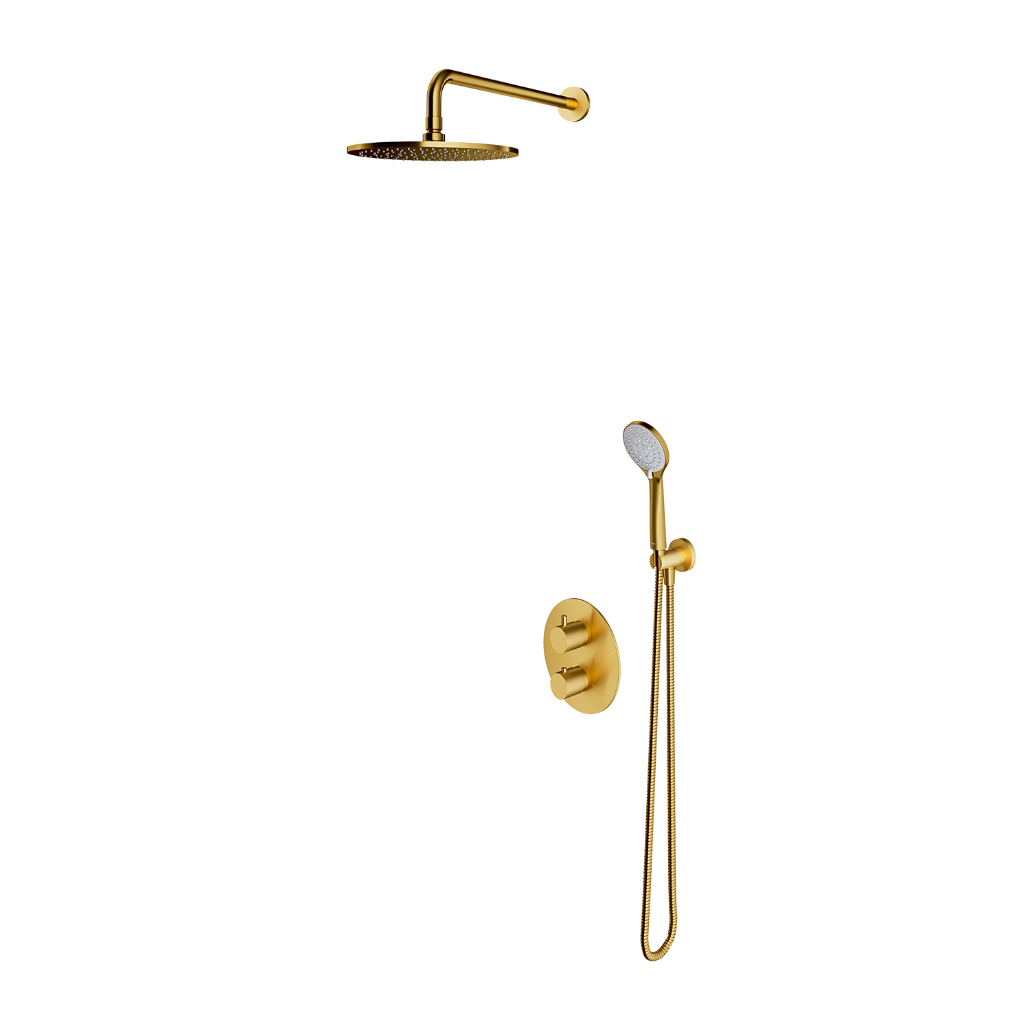 Omnires Y doucheset inbouw met thermostaat met regendouche gouden SYSYT05GLB