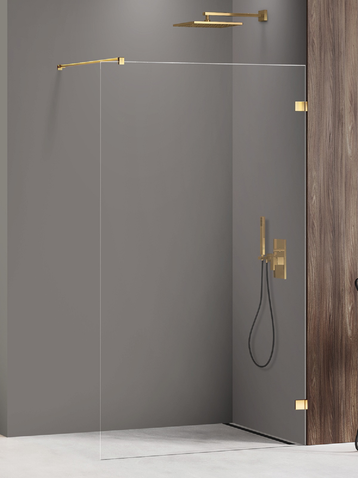 New Trendy Avexa Gold Shine inloopdouchewand 110 cm gouden glans/helder glas EXK-7060