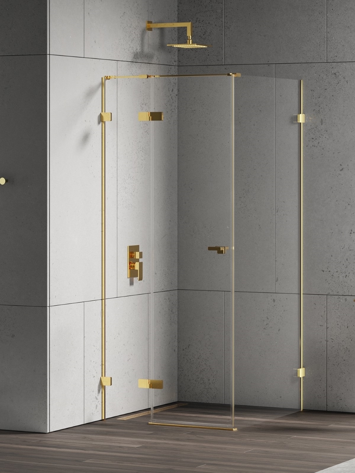 New Trendy Eventa Gold Shine douchecabine 120x90 cm rechthoekig gouden glans/helder glas EXK-4715