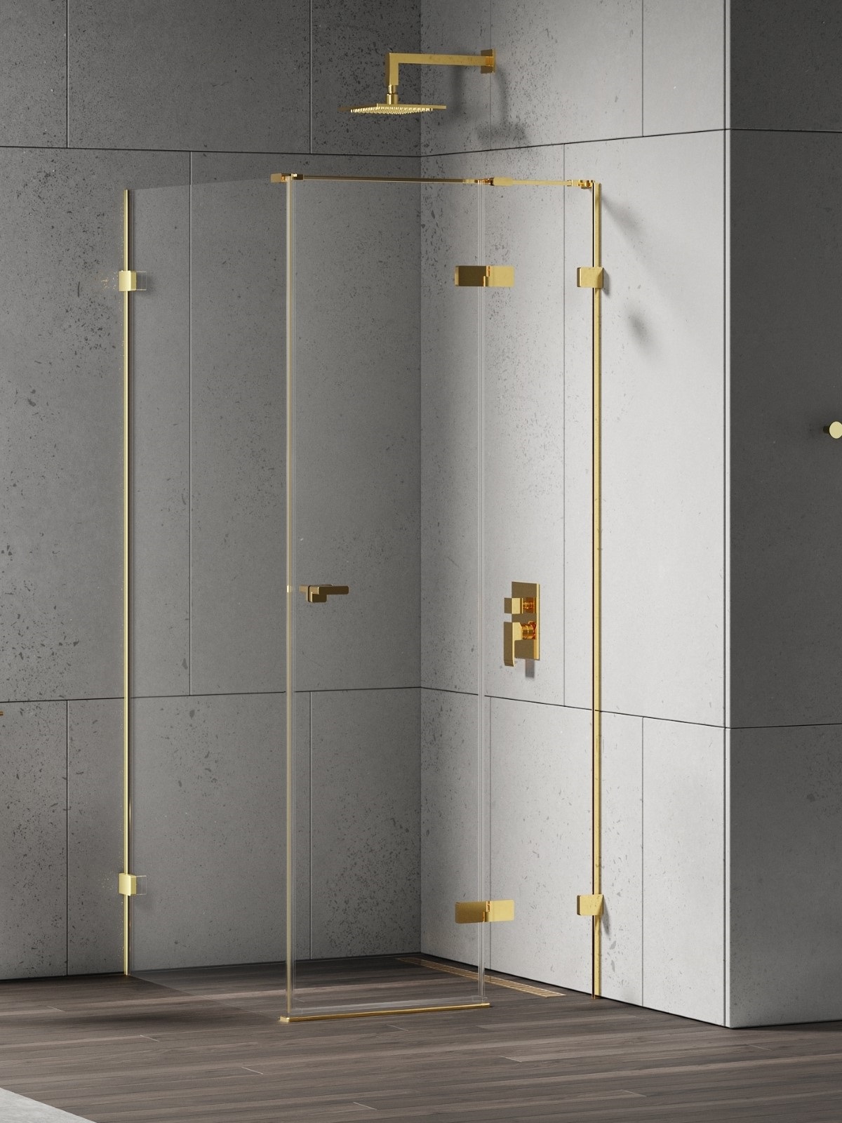 New Trendy Eventa Gold Shine douchecabine 120x80 cm rechthoekig gouden glans/helder glas EXK-4744