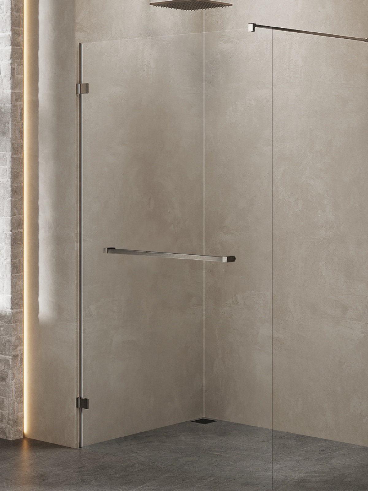 New Trendy Avexa Gunmetal Brushed inloopdouchewand 90 cm gunmetal geborsteld/helder glas EXK-7124