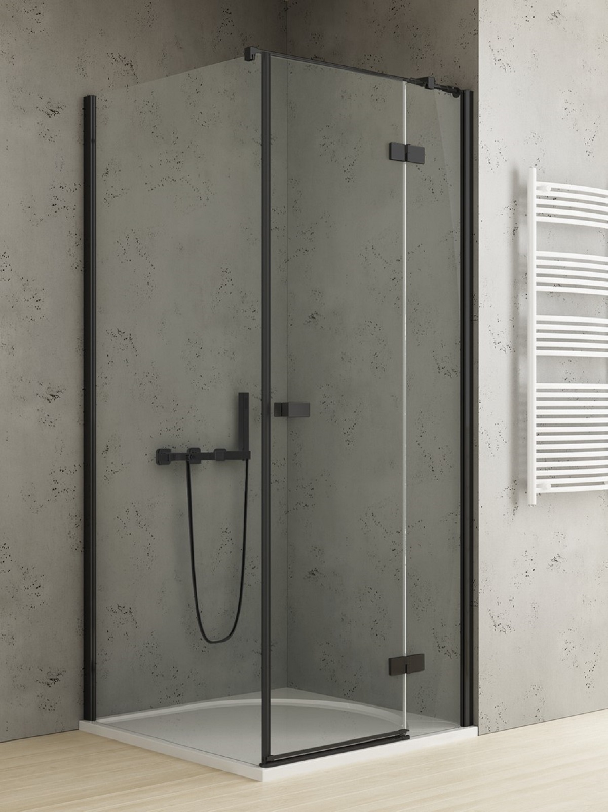 New Trendy Reflexa Black douchecabine 110x90 cm rechthoekig zwart mat/helder glas EXK-4933